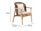 Кресло деревянное плетеное с подушками Tagliamento Inci каштан, искусственный ротанг, олефин Фото 2