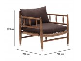 Кресло деревянное плетеное с подушками Tagliamento Zuma каштан, искусственный ротанг, олефин Фото 2