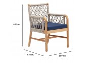 Кресло деревянное плетеное с подушкой Tagliamento Palma каштан, искусственный ротанг, олефин Фото 2