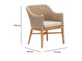 Кресло деревянное плетеное с подушкой Tagliamento Fungo каштан, искусственный ротанг, олефин Фото 2