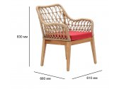 Кресло деревянное плетеное с подушкой Tagliamento Beam каштан, искусственный ротанг, олефин Фото 2