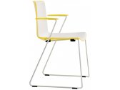 Кресло пластиковое на полозьях PEDRALI Tweet сталь, стеклопластик белый, желтый Фото 1