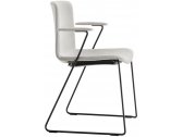 Кресло с обивкой на полозьях PEDRALI Tweet сталь, ткань черный, серый Фото 1