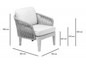 Комплект лаунж мебели RosaDesign Dakota тик, алюминий, роуп, полиэстер натуральный, пустынный микс, серебристая тортора Фото 3