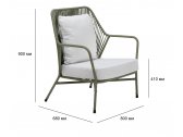 Кресло плетеное с подушками RosaDesign Amalfi алюминий, роуп, олефин пустынный микс, белый Фото 2