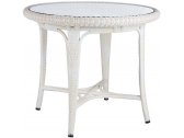 Стол плетеный обеденный POINT Alga Dining Table 90 алюминий, искусственный ротанг, стекло слоновая кость Фото 1