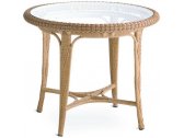 Стол плетеный обеденный POINT Alga Dining Table 90 алюминий, искусственный ротанг, стекло соломенный Фото 1