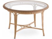 Стол плетеный обеденный POINT Alga Dining Table 120 алюминий, искусственный ротанг, стекло соломенный Фото 1