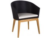 Кресло плетеное с подушкой POINT ARC Dining Armhair тик, алюминий, искусственный ротанг, акрил черный Фото 1