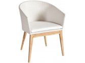 Кресло плетеное с подушкой POINT ARC Dining Armhair тик, алюминий, искусственный ротанг, акрил белый Фото 1
