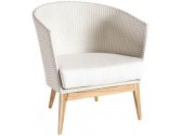 Кресло плетеное с подушкой POINT ARC Club Armhair алюминий, тик, роуп, акрил белый Фото 1