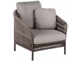 Лаунж-кресло плетеное с подушками POINT Weave алюминий, роуп, ткань серый, тортора Фото 1