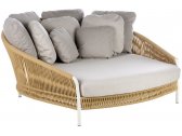 Лаунж-диван плетеный с подушками POINT Weave алюминий, роуп, ткань кремовый, нуга Фото 1