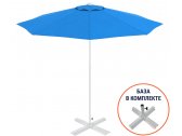 Зонт пляжный со стационарной базой THEUMBRELA SEMSIYE EVI Kiwi Clips&Base алюминий, олефин белый, голубой Фото 1