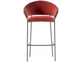 Кресло барное с обивкой PEDRALI Jazz сталь, ткань черный, красный Фото 1