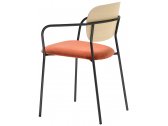 Кресло с обивкой PEDRALI Jazz сталь, фанера, шпон, ткань черный, беленый ясень, красный Фото 1