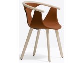 Кресло деревянное с обивкой PEDRALI Fox ясень, ткань беленый ясень, коричневый Фото 7