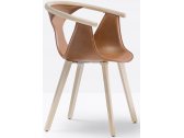 Кресло деревянное с обивкой PEDRALI Fox сталь, ясень, натуральная кожа беленый ясень, коричневый Фото 5