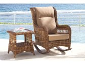 Кресло-качалка плетеное с подушками Skyline Design Ebony алюминий, искусственный ротанг, sunbrella бронзовый, бежевый Фото 11
