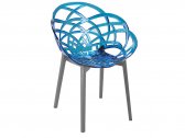 Кресло прозрачное PAPATYA Flora стеклопластик, пластик синий Фото 1