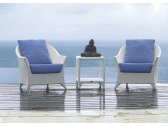 Столик плетеный со стеклом приставной Skyline Design Malta алюминий, искусственный ротанг, закаленное стекло белый Фото 8