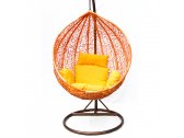 Кресло плетеное подвесное KVIMOL KM-0001 сталь, искусственный ротанг оранжевый Фото 1