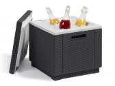Пуф-ящик пластиковый плетеный для льда Keter Cube with cushion пластик с имитацией плетения графит, серый Фото 1