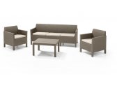 Комплект пластиковой мебели Keter Orlando set with 3 seat sofa пластик с имитацией плетения капучино Фото 1
