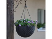 Кашпо пластиковое подвесное Keter Hanging Sphere Flowerpots пластик с имитацией плетения антрацит Фото 3