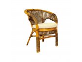 Кресло плетеное с подушкой Ecodesign Пеланги натуральный ротанг, рогожка коньяк, коричневый Фото 1