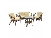 Кресло плетеное с подушками Ecodesign Багама натуральный ротанг, рогожка темно-коричневый Фото 2