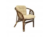 Кресло плетеное с подушками Ecodesign Багама натуральный ротанг, рогожка темно-коричневый Фото 1