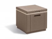Пуф-ящик пластиковый плетеный для льда Keter Cube with cushion пластик с имитацией плетения коричневый, серо-бежевый Фото 3