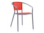 Кресло пластиковое Afina Contract сталь, пластик красный Фото 1