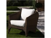 Кресло плетеное RosaDesign Plaza алюминий, искусственный ротанг, ткань темно-коричневый, белый Фото 1