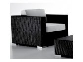 Кресло лаунж плетеное RosaDesign Habana алюминий, искусственный ротанг, ткань черный, белый Фото 1