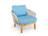 Кресло плетеное RosaDesign Dakota тик, алюминий, роуп, ткань белый, бежевый Фото 2