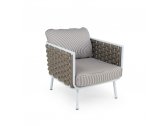 Кресло плетеное RosaDesign Manhattan алюминий, роуп, ткань белый, серый Фото 3
