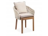 Кресло плетеное RosaDesign Dakota тик, алюминий, роуп, ткань белый, бежевый Фото 1