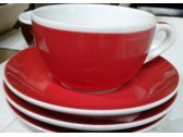 Кофейная пара для латте Ancap Verona Millecolori фарфор красный, деколь чашка, ручка, блюдце Фото 8