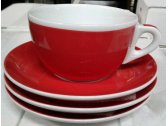 Кофейная пара для латте Ancap Verona Millecolori фарфор красный, деколь чашка, ручка, блюдце Фото 10