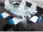 Стол стеклянный обеденный Scab Design Metropolis сталь, алюминий, закаленное стекло хром, рисунок Фото 2