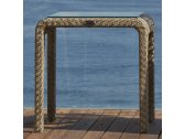 Столик плетеный со стеклом приставной Skyline Design Journey алюминий, искусственный ротанг, закаленное стекло бежевый Фото 8