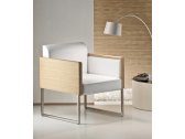 Кресло деревянное мягкое PEDRALI Box Lounge сталь, дерево, ткань белый Фото 1