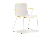 Кресло пластиковое на полозьях PEDRALI Tweet металл, полипропилен желтый, белый Фото 1
