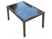 Стол плетеный со стеклом обеденный KVIMOL КМ-0302 сталь, искусственный ротанг, закаленное стекло коричневый Фото 1