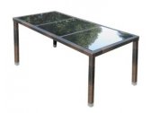 Стол плетеный со стеклом обеденный KVIMOL КМ-0312 сталь, искусственный ротанг, закаленное стекло коричневый Фото 1