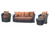 Лаунж-набор мебели KVIMOL КМ-0061 алюминий, искусственный ротанг черный, коричневый Фото 1