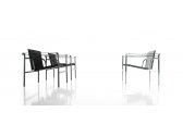 Кресло дизайнерское Cassina LC1 сталь, кожа черный, белый Фото 6