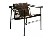 Кресло дизайнерское Cassina LC1 сталь, кожа черный, белый Фото 5